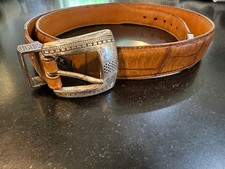 ONYX by Brighton Belt Size 38 Brown Leather Croc Pattern 12506 USA Made