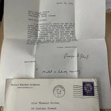 “MOSES BROWN SCHOOL” PROVIDENCE Rhode Island HEADMASTER LETTER $49.24 TYPING ‘56
