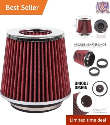 Clamp-On Engine Air Filter High Performance Reusable Fit 3/3.5/4in Intake Tube