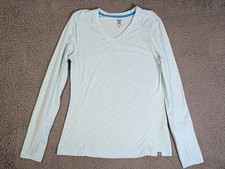 Title Nine Womens Top Matahari Blue Lightweight Thumbhole Long Sleeve Casual M