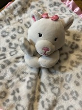 Okie Dokie Cat Leopard Plush Baby Security Lovey Blanket Satin Ruffle Pink 2017
