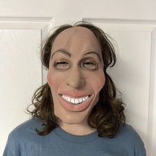 Realistic Human Face Costume Mask Full Head Adult Halloween Purge Cosplay Smile