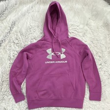 Under Armour Rival Women  s Hoodie Pullover M Loose Purple Fleece Pockets Logo