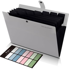 Dokumentenmappe A4, 8 Fächer, Etiketten, Tragbar, , Büro, Schule, Reisen