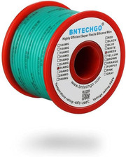 Bobine de fil de silicone calibre 24 BNTECHGO 50 pieds vert flexible 24 AWG étain toronné