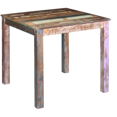 Dining Table Multicolor Solid reclaimed wood Compact Durable
