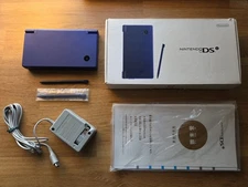 Nintendo DSi - Metallic Blue Complete In Box w/ Charger Stylus Inserts Japanese