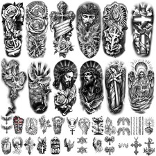 77 Sheets Christian Cross Temporary Tattoo for Women Men