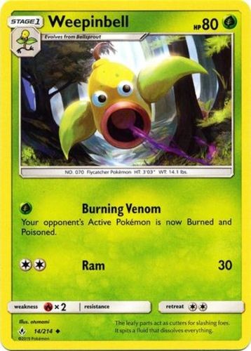 Weepinbell - 14/214 - Uncommon (Near Mint) Unbroken Bonds - Grass Pokémon