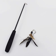 Kitten Cat Toy Mouse On A Rod Teaser Bell Feather Play Pet Dangler Wand NEW UK