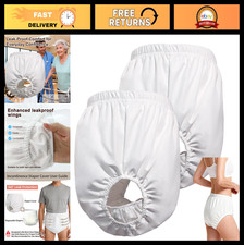 2 Pack Waterproof Incontinence Diaper Covers - Washable Leak-Proof Rubber Pants,