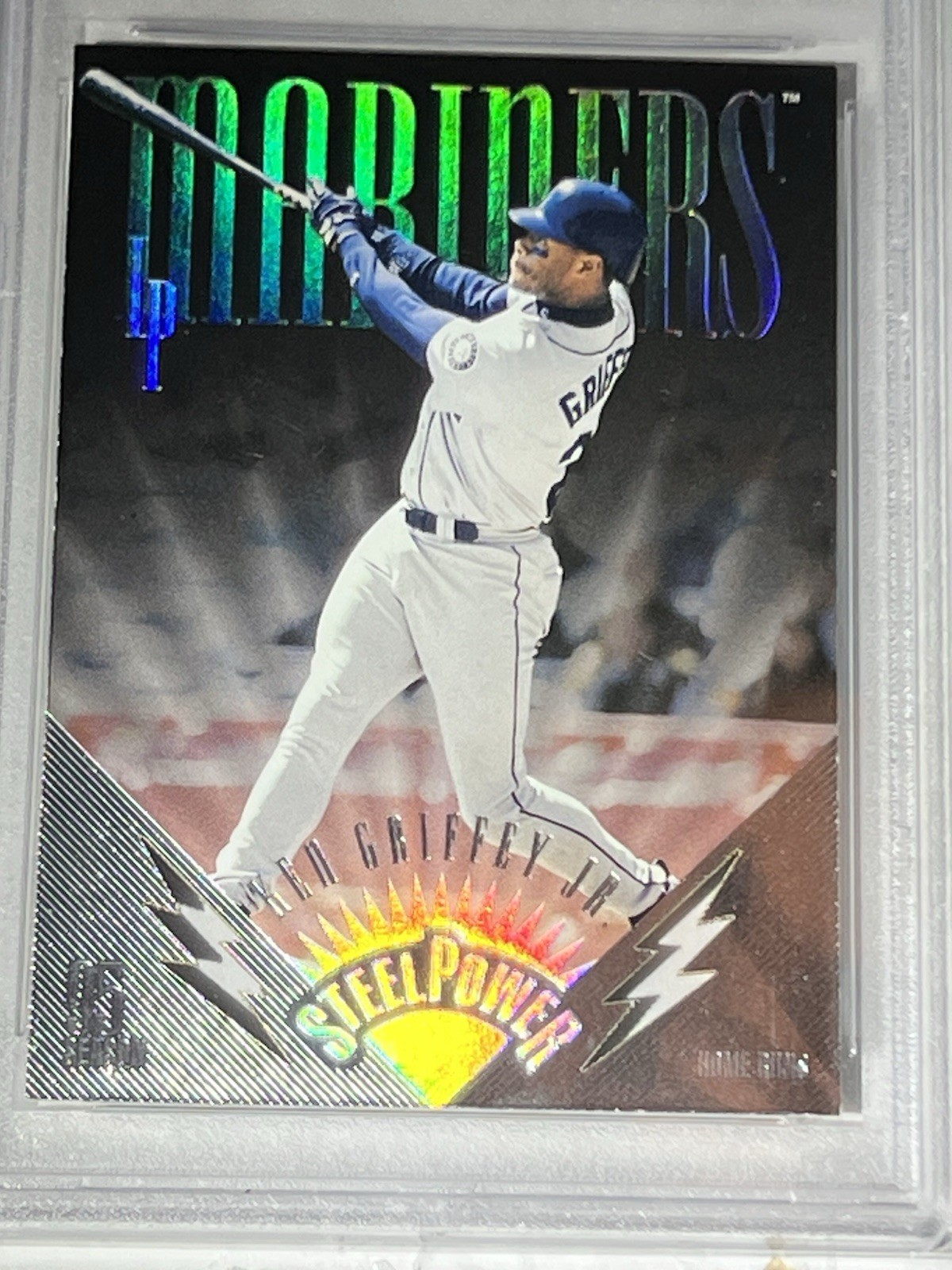 1996 Leaf Preferred Ken Griffey Jr. Steel Power #/5000 Mariners PSA 7 view 2