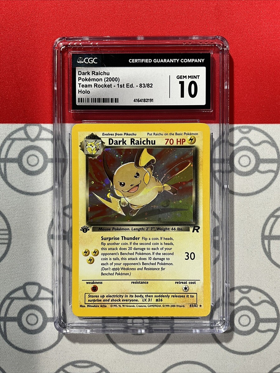 NEW CGC 10 1st Edition Dark Raichu Team Rocket Set Holo 2000