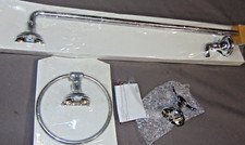 3 Pack Set MOEN Jansen 24" Towel Bar Ring Robe Hook Hardware Chrome New