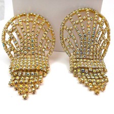 Aurora Borealis Crystal Rhinestone Shoe Clips Rare Large Size MUSI Vintage