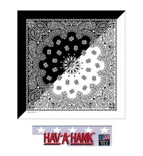 USA MADE Hav-A-Hank BLACK WHITE Bandana PAISLEY Face Mask Neck SCARF Head Wrap