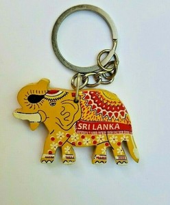 keychain Sri Lankan Elephants Souvenir Handmade Wood Key Tag keychain Sri Lankan Elephants Souvenir Handmade Wood Key Tag