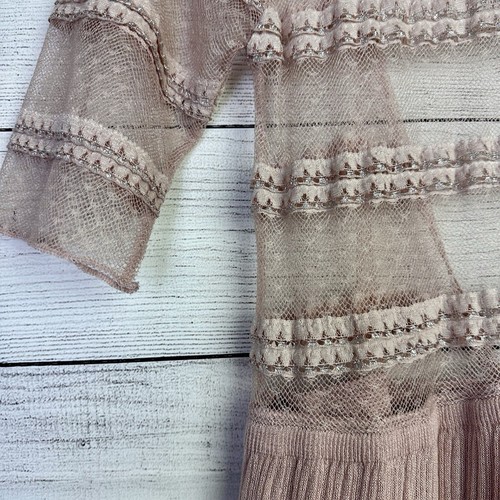 Zara Knit & Lace Wrap Long Dress Women’s Size Small Blush Pink Ribbed V-Neck - Picture 8 of 13