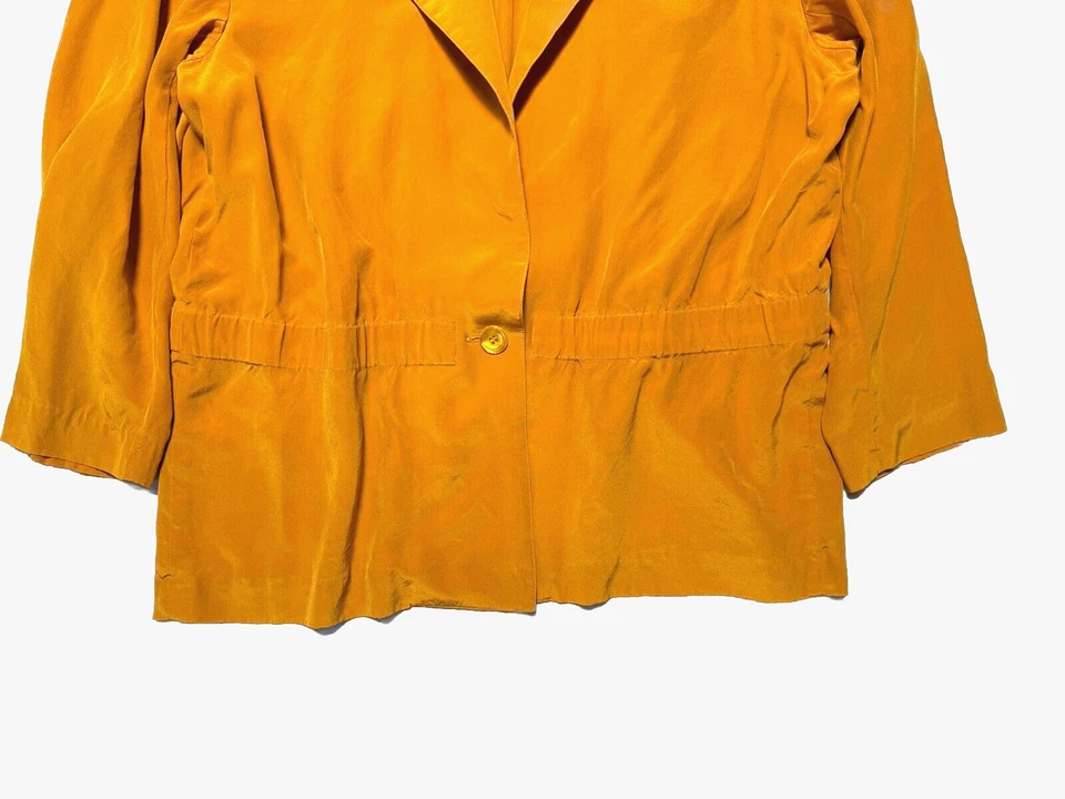 Blusa Top Liz Claiborne Vintage Seda Talla 14 Pequeña Camisa Abotonada Años 90 Amarillo Foto 3 de 4