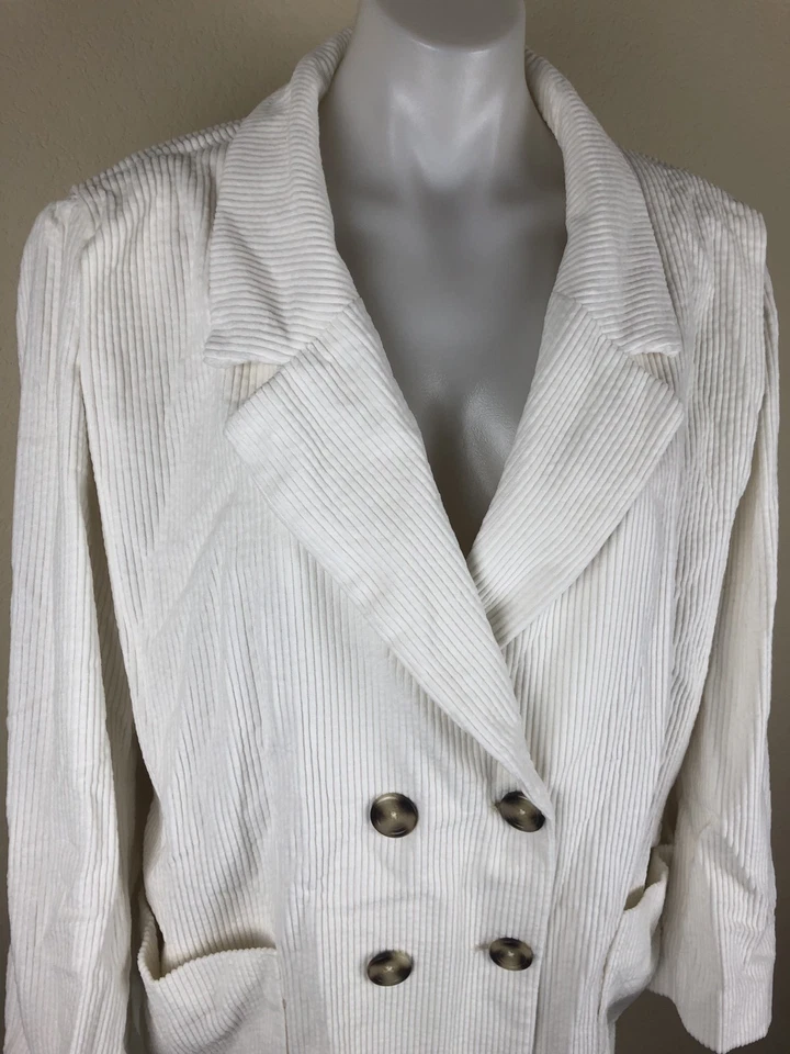 NEW Cartonnier Size XL Anthropologie Button Corduroy Blazer Cream Double Breast - Image 3 of 4