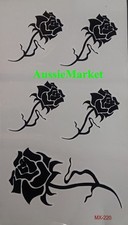 1 x sheet temporary tattoo black rose flower sticker ladies girls fancy dress