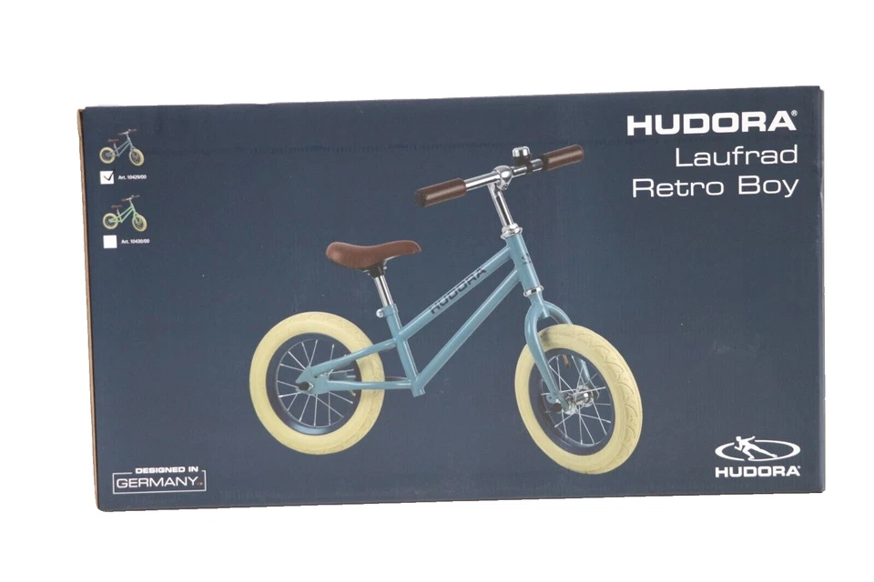 HUDORA 10429/00 Laufrad Retro Boy,Vintage-Look,Blau, 12"Luftbereifung  Ab 3Jahre