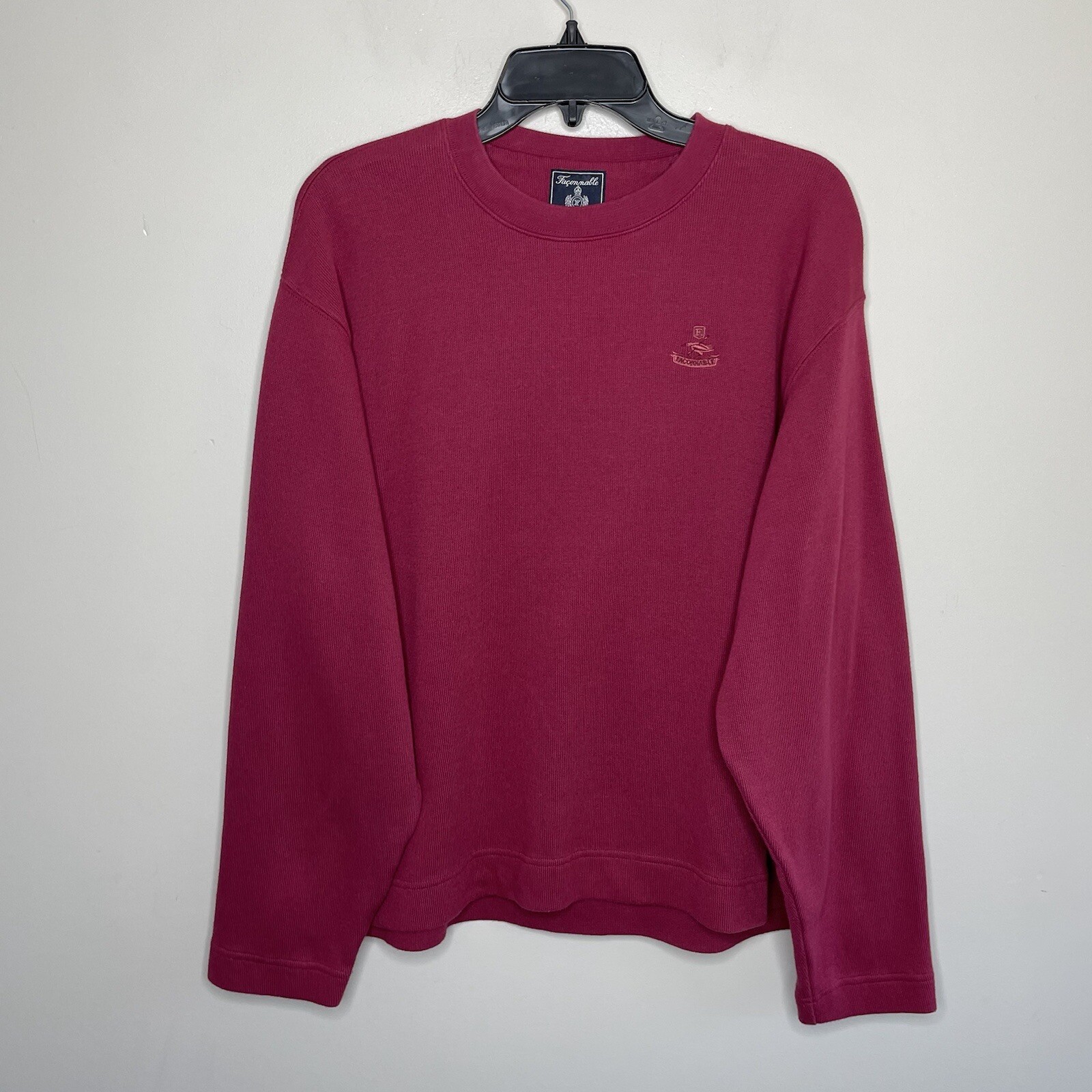 Faconnable Red Pullover Ribbed Crew 