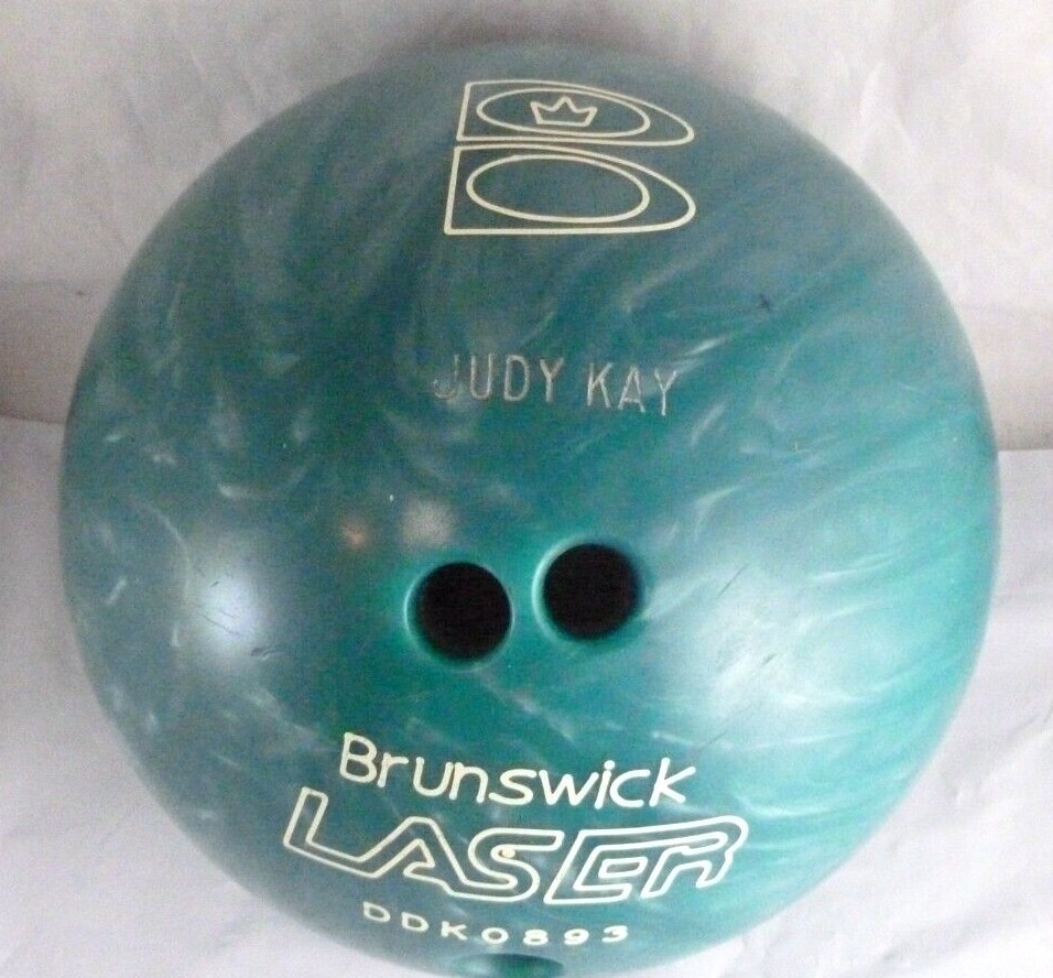 Vintage Brunswick LASER 14lbs Teal Bowling Ball Drilled 14 lb