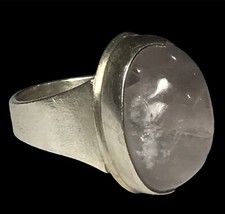 Vintage Sterling Silver Natural large Quartz Ring 13 grams size 7.25