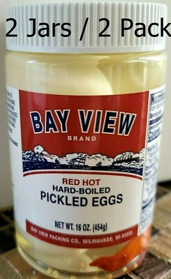 Pickled Red Hot Hard Boiled Eggs 2 Pack Keto Bay View Packing Free Ship