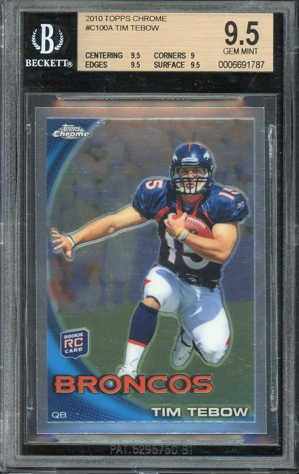 2010 Topps Chrome Football #C100 Tim Tebow BGS 9.5
