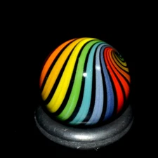 BRYAN TRILLAS GLASS MARBLE/.568"-PERFECT RAINBOW SWIRL-CHILI-PEPPER ORG,TOMATO+