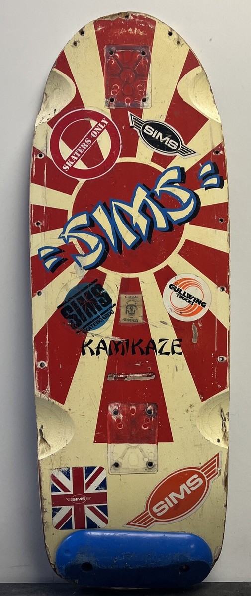 スケートボード 80s SIMS kamikaze t shirt Skateboards Vintage Rare 80's Sims Kamikaze Skateboard Deck Used VERY