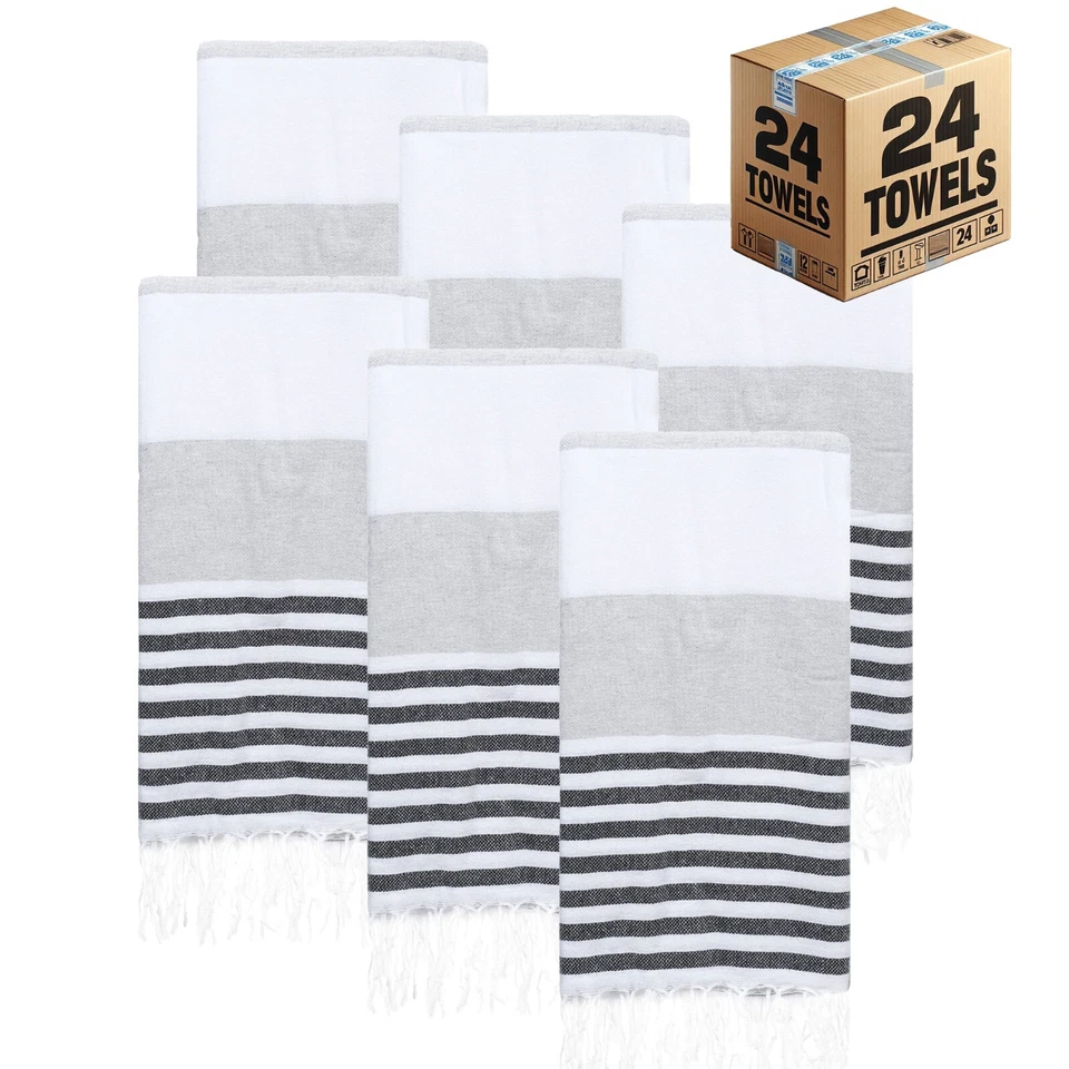 Turkish Beach Towel Bulk Case of 24 (38" x 71")  Oversized, Quick-Dry, Sand-Free - Image 4 of 4