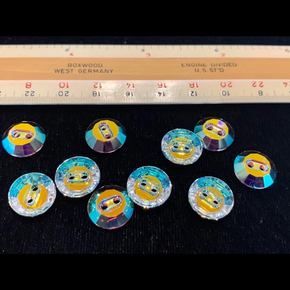 Versiegelte Box 48 Swarovski Kristall Knöpfe 12mm AB - Bild 3 von 4