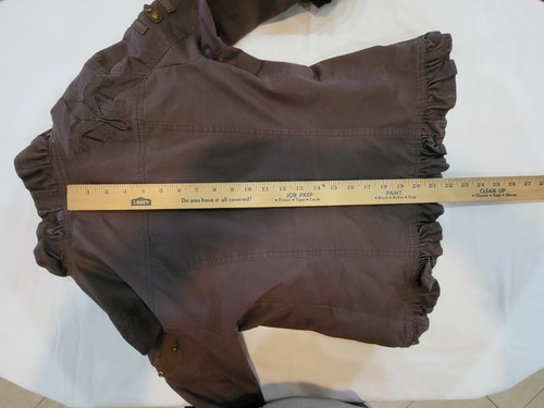 Mackage Brown Military Cropped Blazer Jacket Women's Medium Brass Accents VGC - Picture 11 of 12