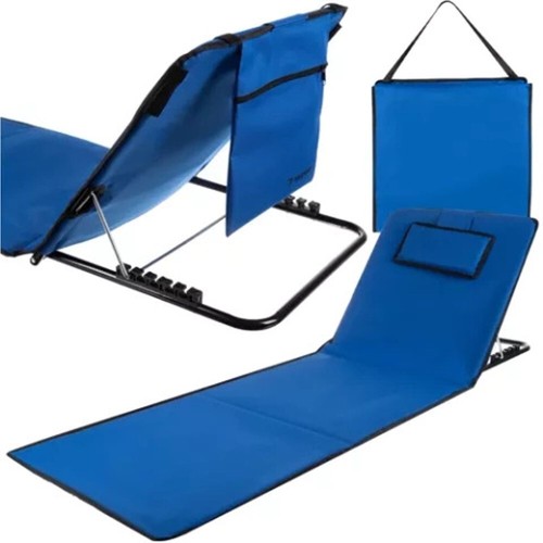 Chaise longue économies de plage tapis de plage avec dossier poche coussin et sangle de transport - pliable