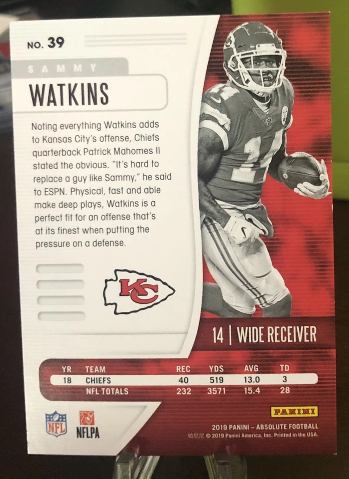 2019 Absolute Football RARE🔥🔥 Green Wave /25 Sammy Watkins 🔥🔥🔥 - Image 2 of 2