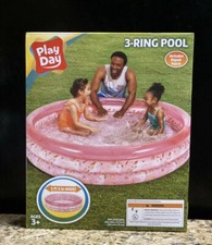 NEW PLAY DAY 3-RING PINK UNICORNS KIDS OUTDOOR SWIMMING POOL