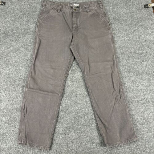Carhartt Pants Mens 38 Gray Canvas Relaxed Fit Workwear 103279