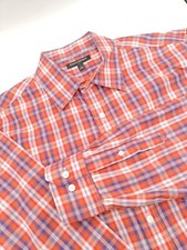 Banana Republic Mens Button Up Shirt L 16.5x34 Red Blue Check