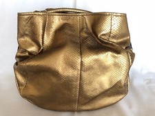 Sergio Rossi Gold Metallic Snakeskin Tote Retail $4.5k