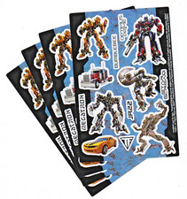 4 Sheets TRANSFORMERS Stickers Optimus Prime Bumblebee Megatron JAZZ