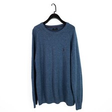 Signature Light Blue Marl Long Sleeve Round Neck Fine Knit Jumper - Size L