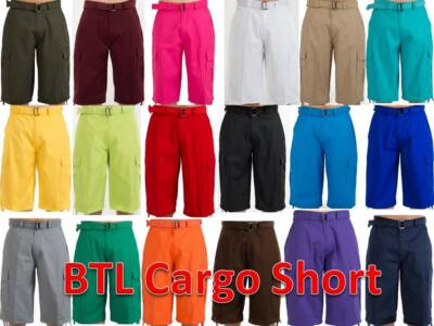 MEN'S BTL CARGO SHORTS WITH BELT COTTON 
