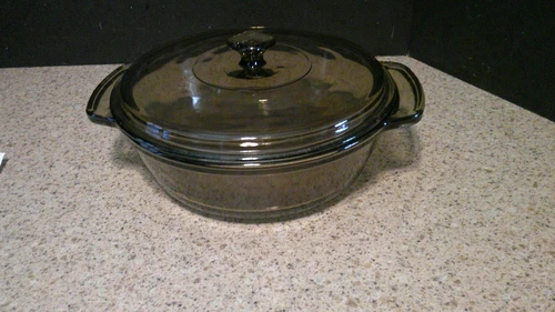 Vintage Anchor Hocking 2 Qt Casserole Dish w/Lid Amber Brown Glass