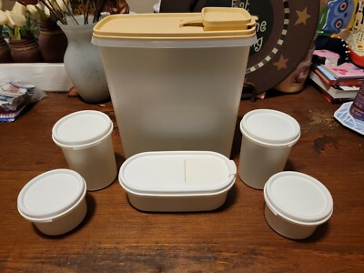 VTG Tupperware Storage Lot 12 pc Plastic Containers w/ Lids Cereal Made in USA