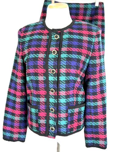 REQUIREMENTS Womens Size 8/10 Skirt Suit Vintage Plaid Tweed Jacket 8 Skirt 10 - Picture 12 of 20