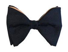 Vintage Black & Coral Satin Bow Tie 1970s Oversized Large Butterfly Clip On