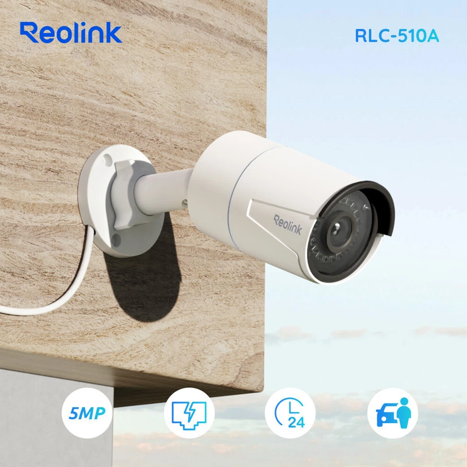 Reolink 4pcs RLC-510A 5MP PoE Security Camera Night Vision Audio Outdoor Indoor - Image 2 of 4